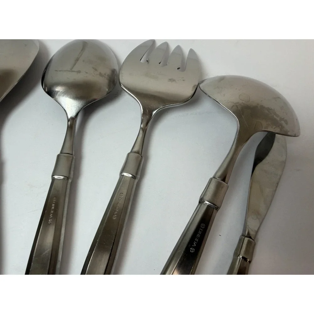 Oneida Heirloom Cube ACT II 2 Satin Stainless 7 Piece Hostess‎ Serving Set